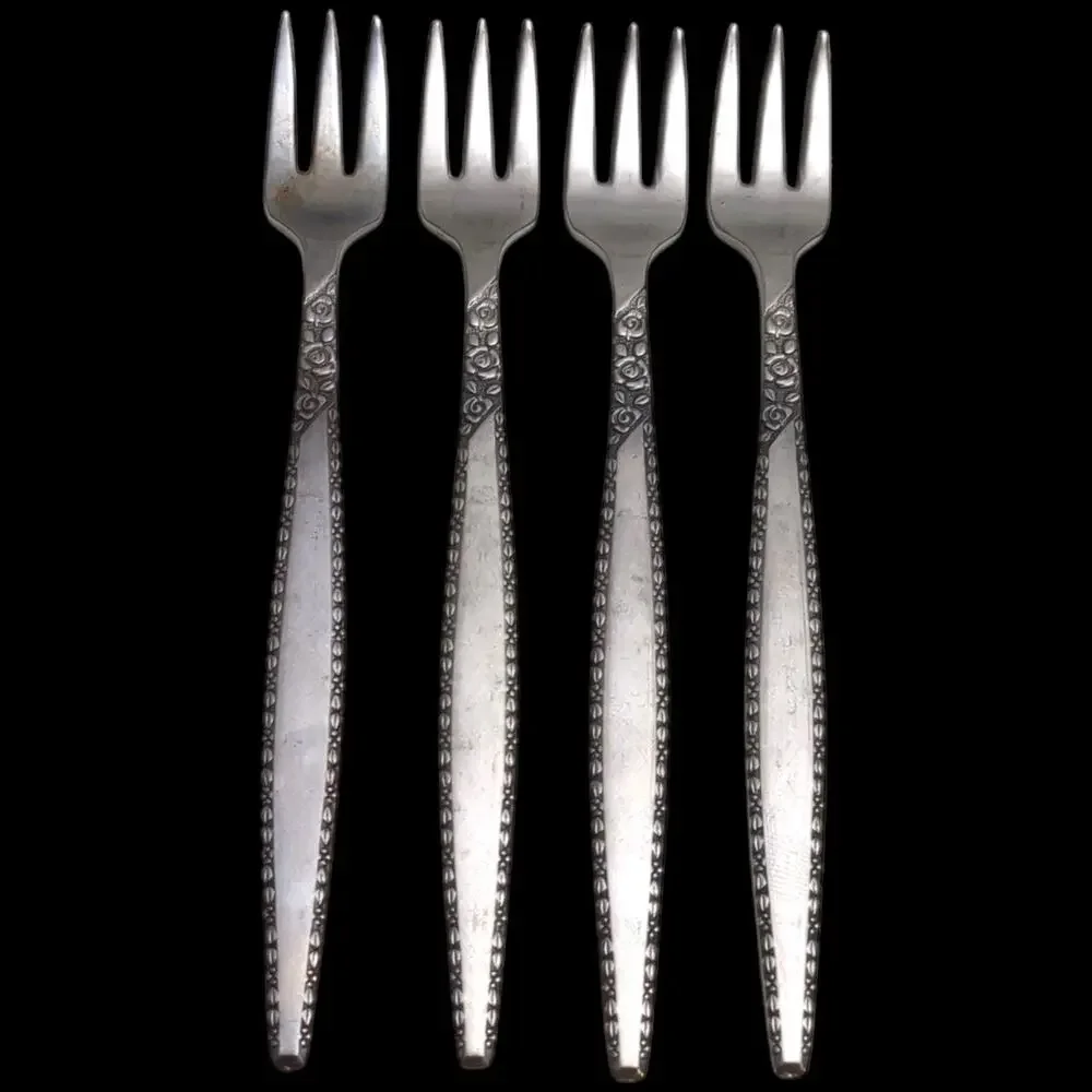 Lot 4 Vintage Orleans Silver - ORL8 - Stainless Japan - Cocktail/Seafood Fork
